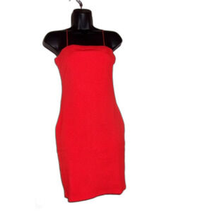 Active USA Large Cami Ribbed Red Mini Dress